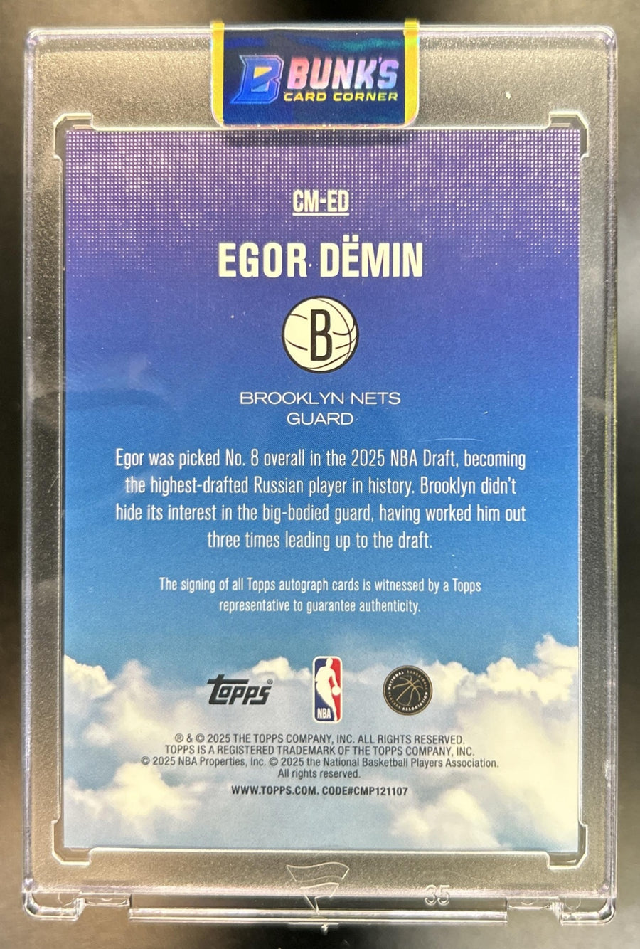 Egor Demin 2025-26 Topps #CM-ED Contemporary Marks Gold Rainbow 21 RC Auto Nets
