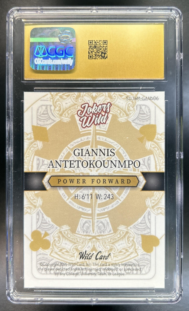 Giannis Antetokunmpo Wild Card #SDJWM-GANb06 2025 Jokers Wild 1/1 Rainbow CGC 10