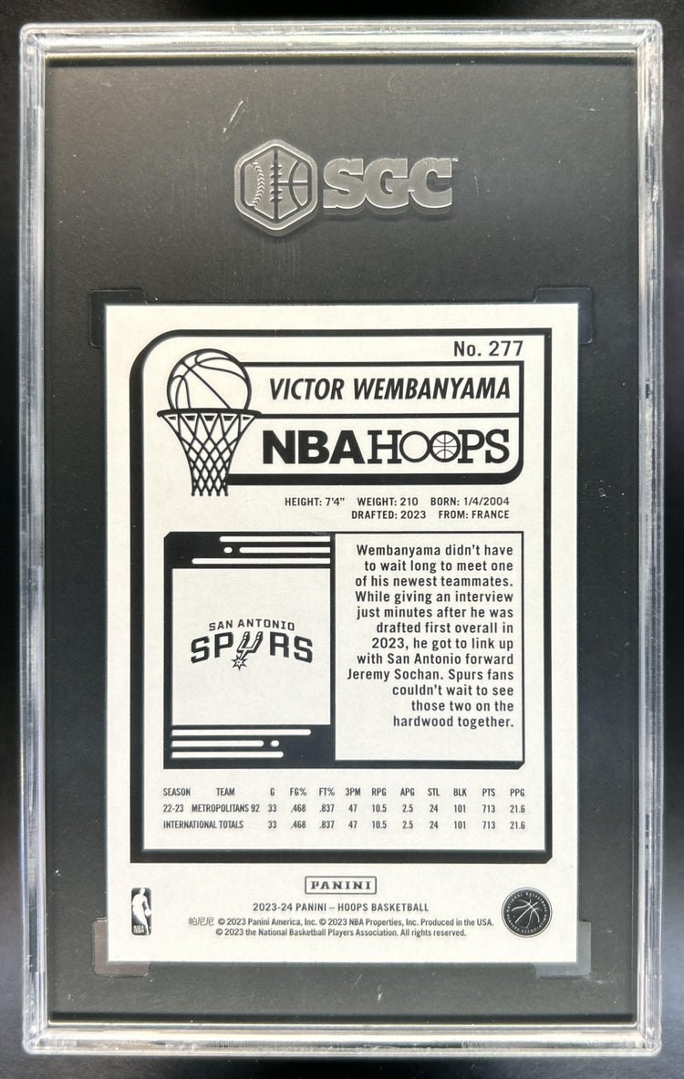 Victor Wembanyama 2023-24 Panini Hoops #277 RC Spurs SGC 10