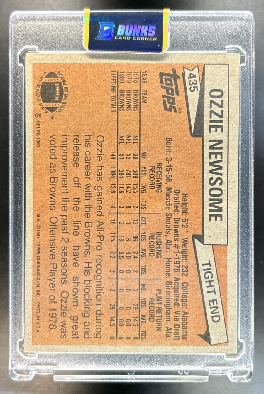 Ozzie Newsome back image
