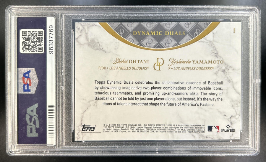 Shohei Ohtani Yoshinobu Yamamoto 2024 Topps Dynamic Duals #1 Dodgers PSA 10