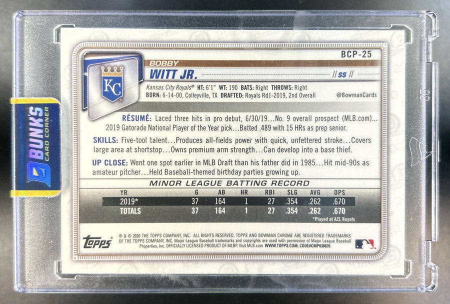 Bobby Witt Jr. 2020 Bowman #BCP-25 Chrome Prospects Mega Box Mojo Refractor Royals