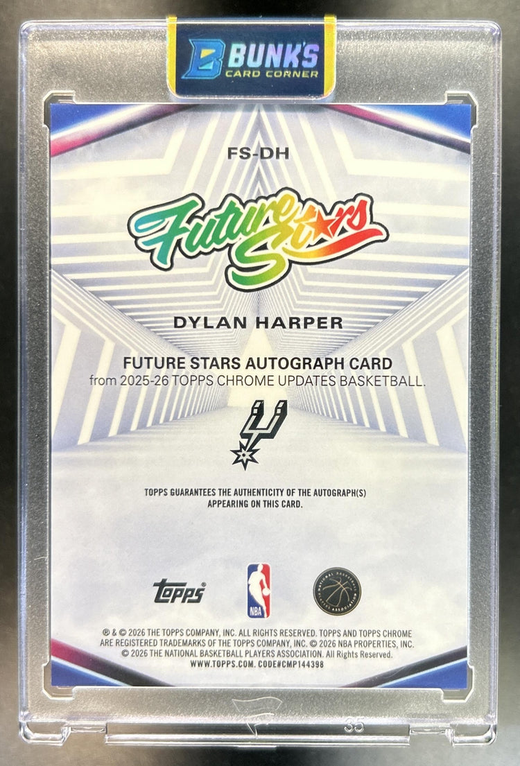 Dylan Harper 2025-26 Topps Chrome #FS-DH Future Stars Auto Purple Refractor 49/75 RC Spurs