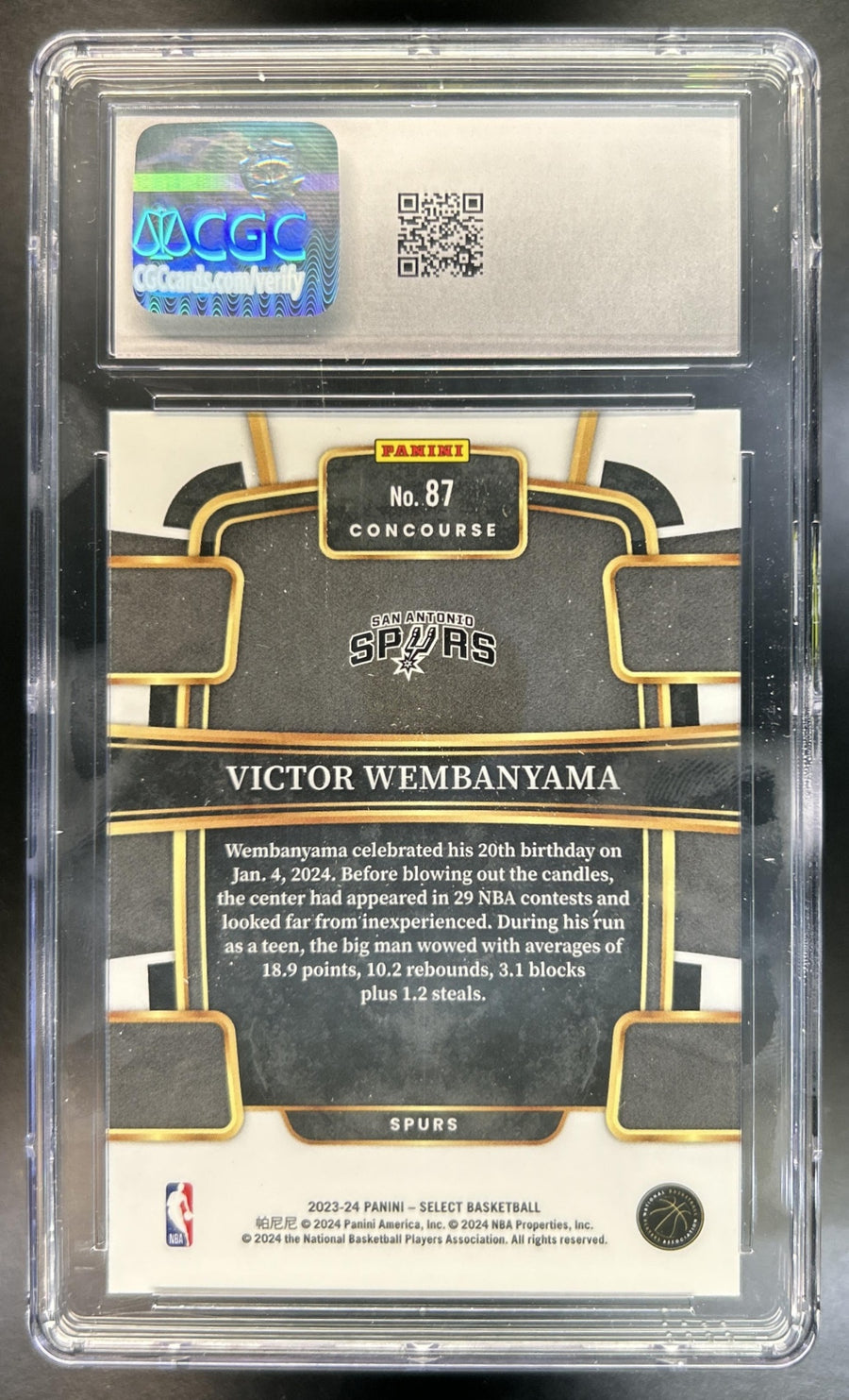 Victor Wembanyama 2023-24 Panini Select #87 Blue Retail RC Concourse Spurs CGC 10