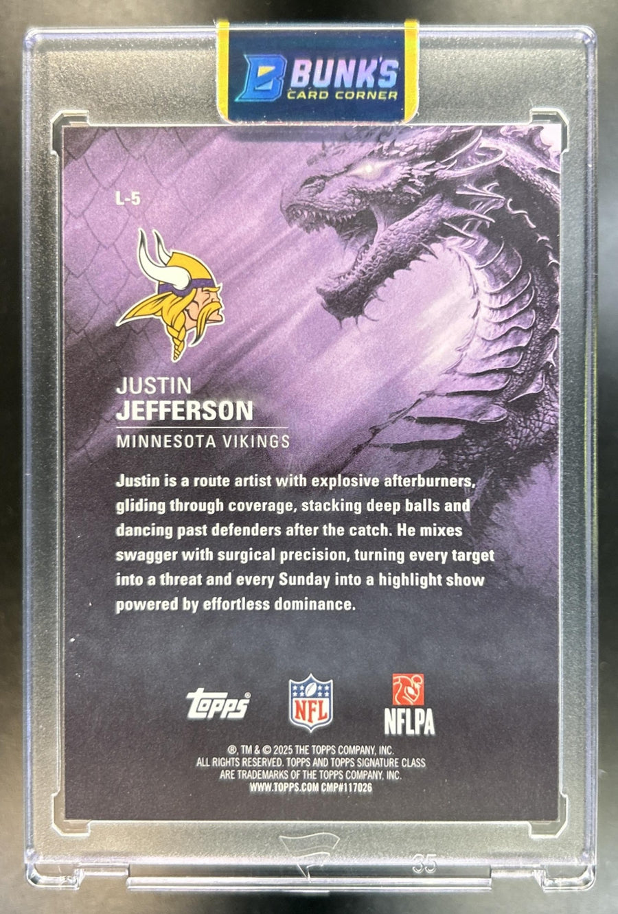 Justin Jefferson 2025 Topps Signature Class #L-5 Leviathans SSP Vikings
