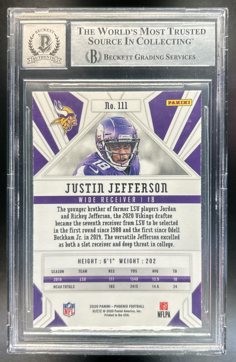 Justin Jefferson 2020 Panini Phoenix #111 Fire Burst RC Auto Vikings
