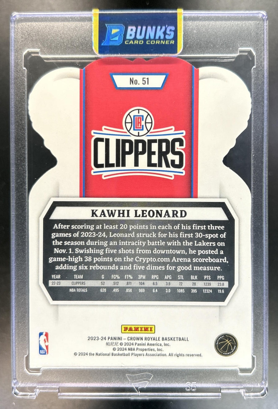 Kawhi Leonard back image