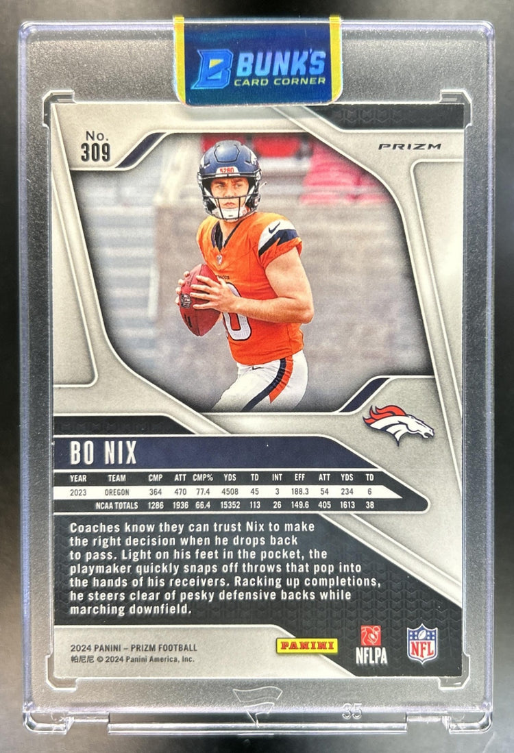 Bo Nix 2024 Panini Prizm #309 Lazer RC Broncos