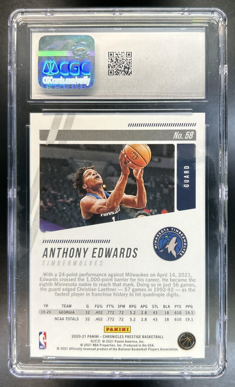 Anthony Edwards 2020-21 Panini Chronicles Prestige #58 RC Timberwolves CGC 10