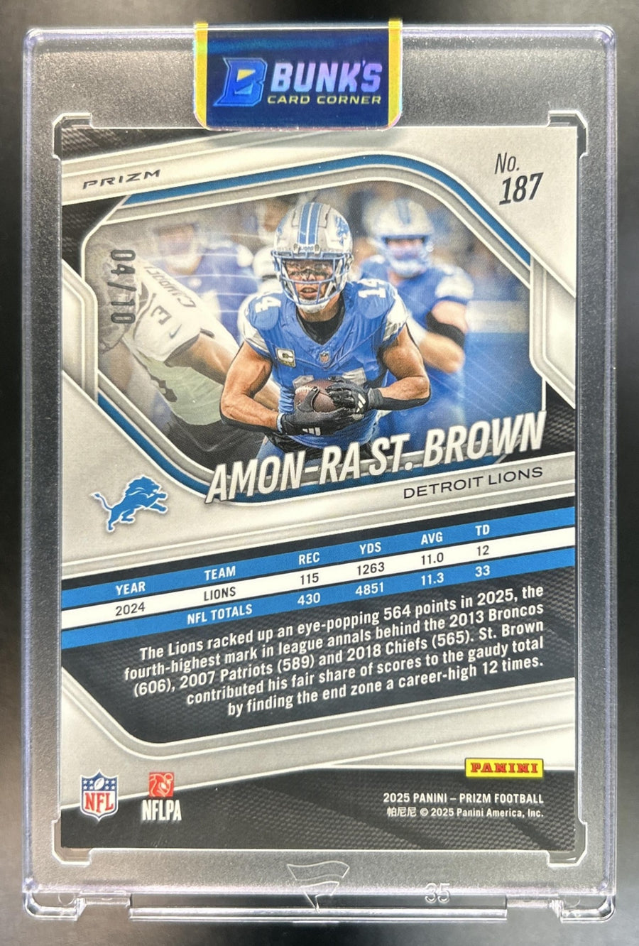 Amon-Ra St. Brown 2025 Panini Prizm #187 No Huddle Neon Green 4 Lions