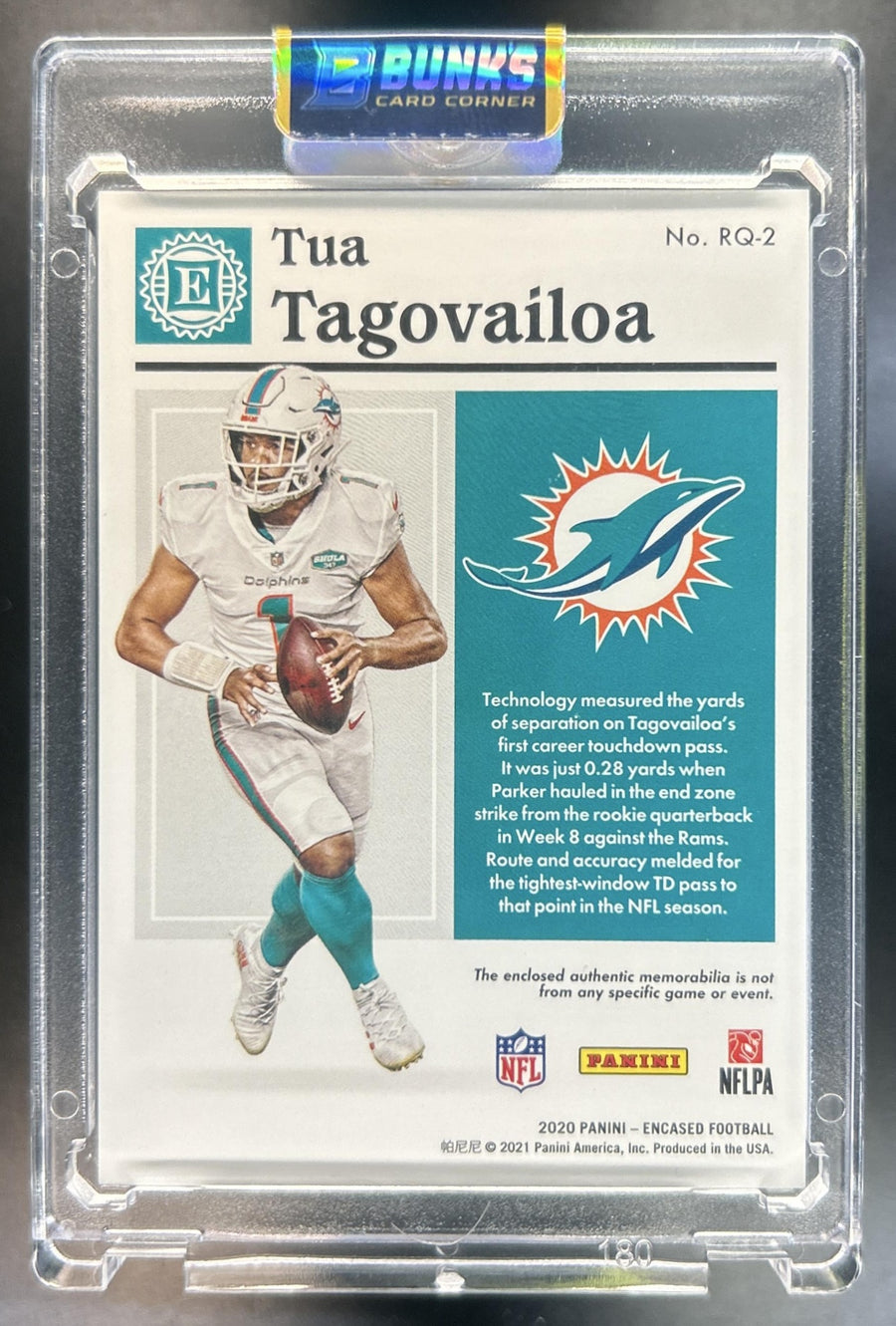 Tua Tagovailoa 2020 Panini Encased #RQ-2 Rookie Quad Memorabilia Emerald 3/10 RC Dolphins