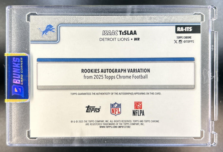 Isaac TeSlaa 2025 Topps Chrome #RA-ITS Rookie Auto Yellow Refractor 78/275 RC Lions
