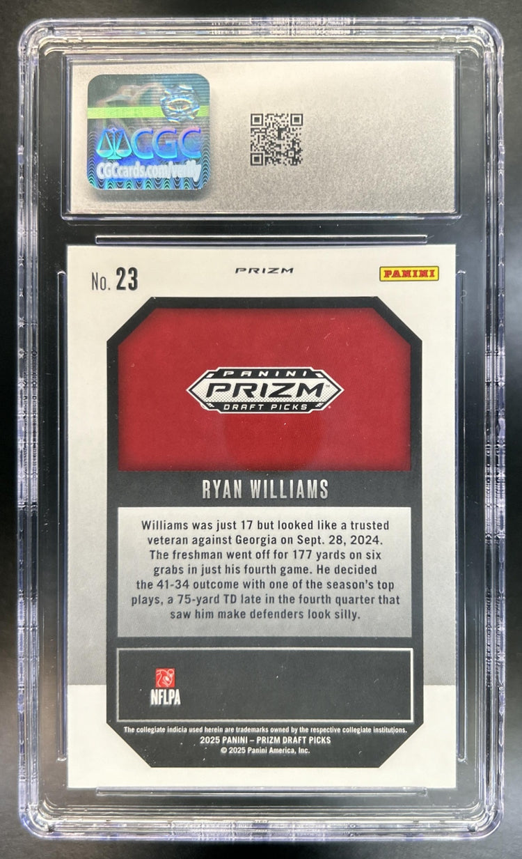 Ryan Williams 2025 Panini Prizm Draft Picks #23 New Recruits Gold Ice Crimson Tide