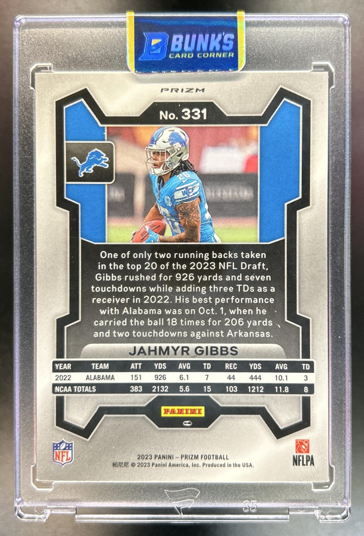 Jahmyr Gibbs 2023 Panini Prizm #331 Silver RC Lions