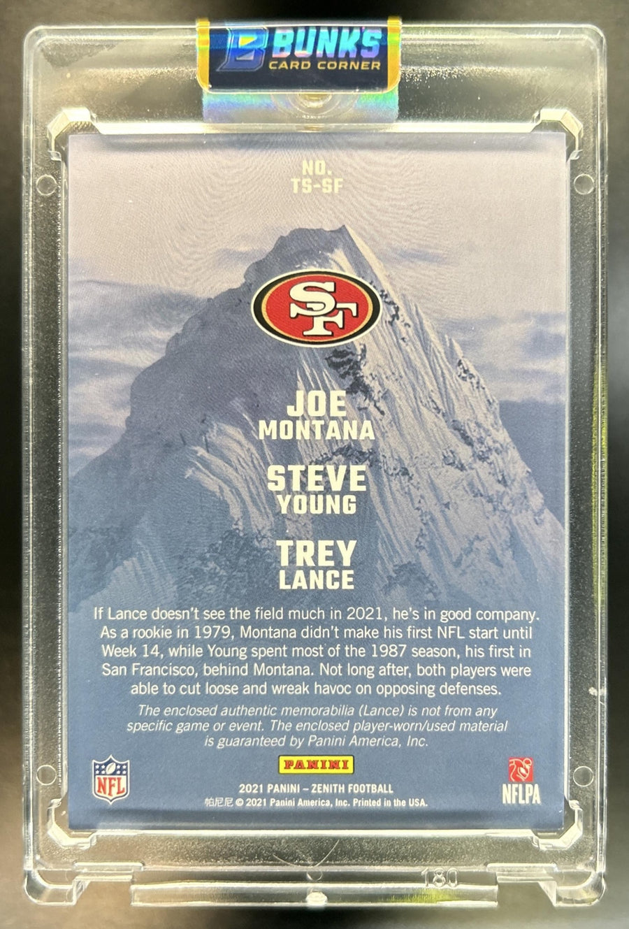 Joe Montana Steve Young Trey Lance 2021 Panini Zenith #TS-SF Team Summit 149 49ers