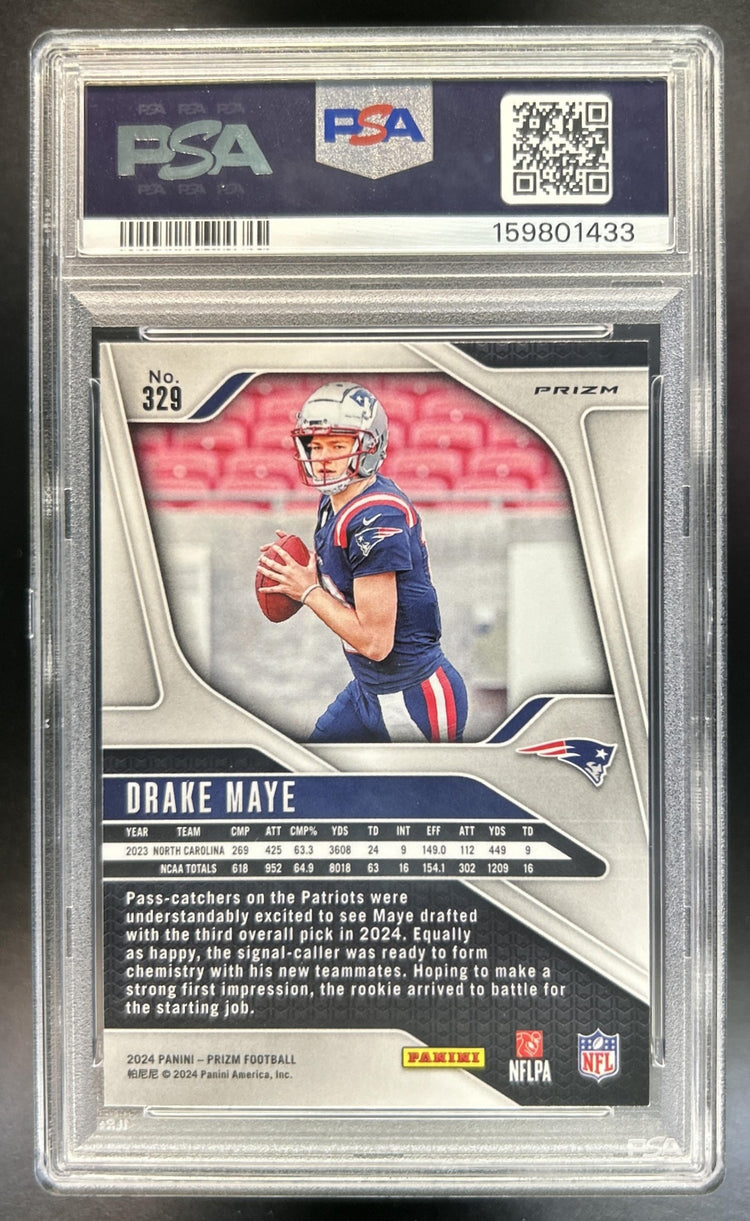 Drake Maye 2024 Panini Prizm #329 Silver RC Patriots PSA 10