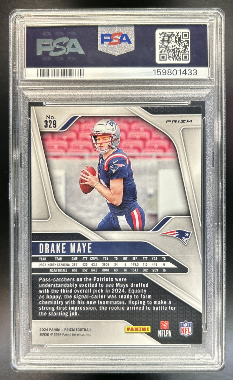 Drake Maye 2024 Panini Prizm #329 Silver RC Patriots PSA 10