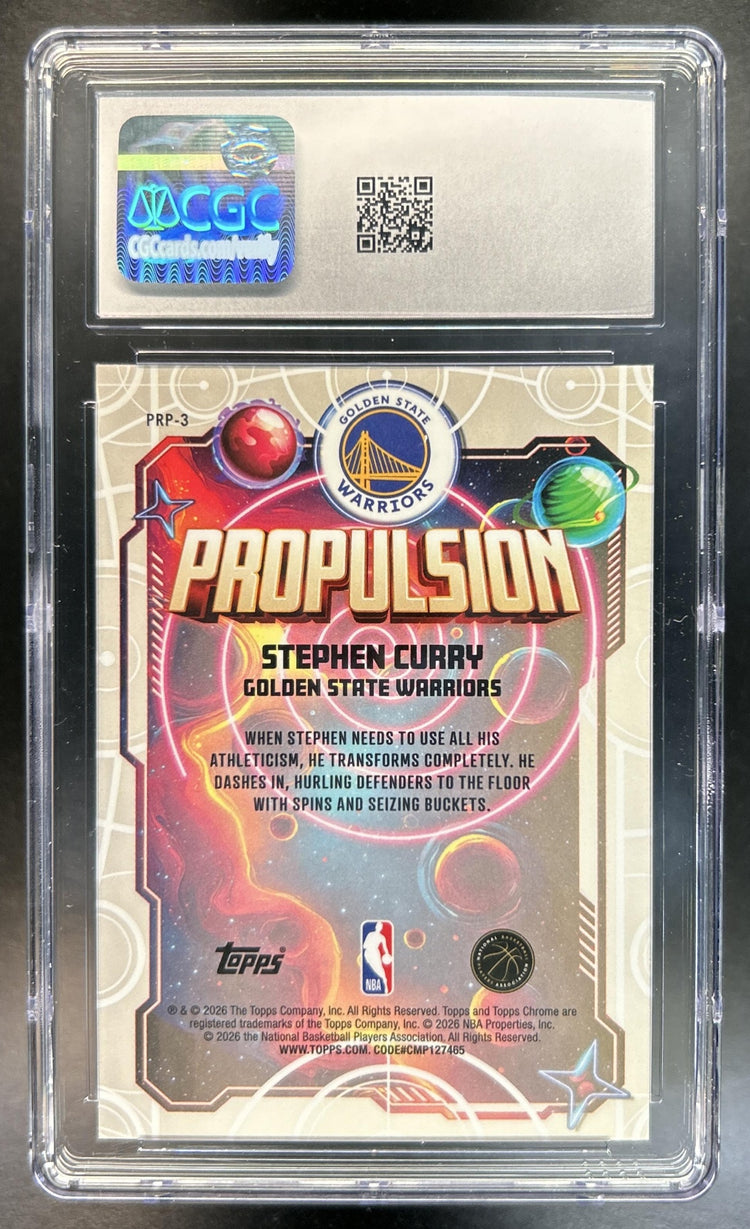 Stephen Curry 2025-26 Topps Cosmic Chrome #PRP-3 Propulsion Gold Interstellar Refractor 48/50 Warriors CGC 10