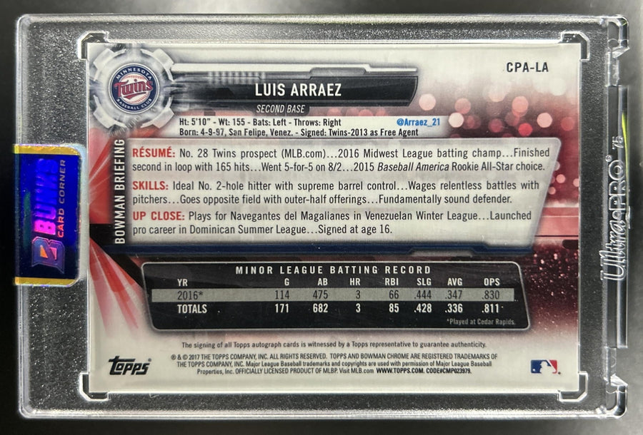 Luis Arraez 2017 Bowman Chrome #CPA-LA Auto 1st Prospect Twins