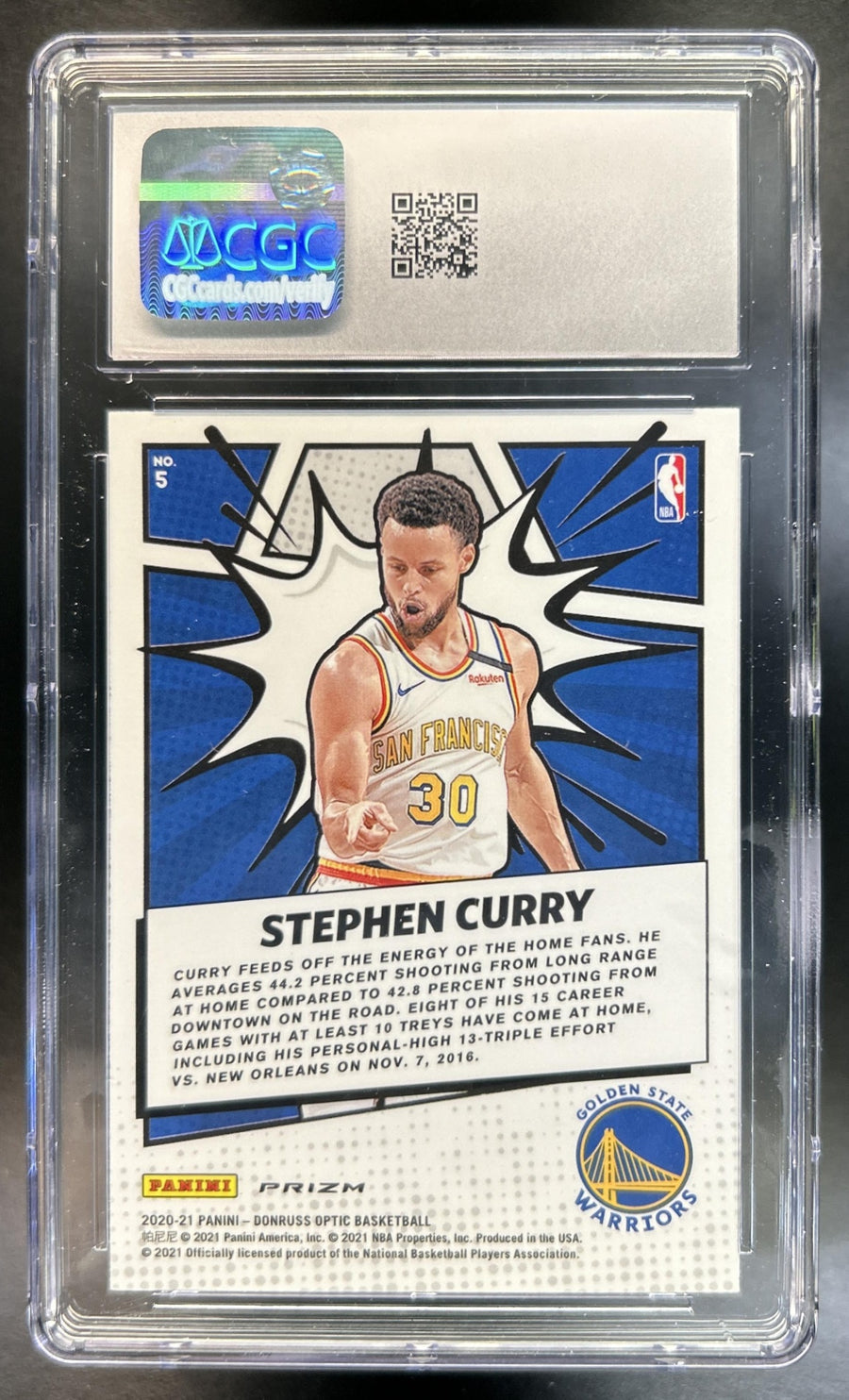 Stephen Curry 2020-21 Panini Donruss Optic #5 My House Holo Prizm Warriors CGC 10