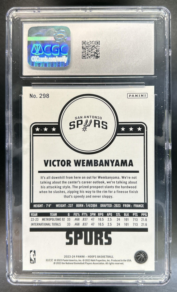 Victor Wembanyama 2023-24 Panini Hoops Winter #298 RC Spurs CGC 10