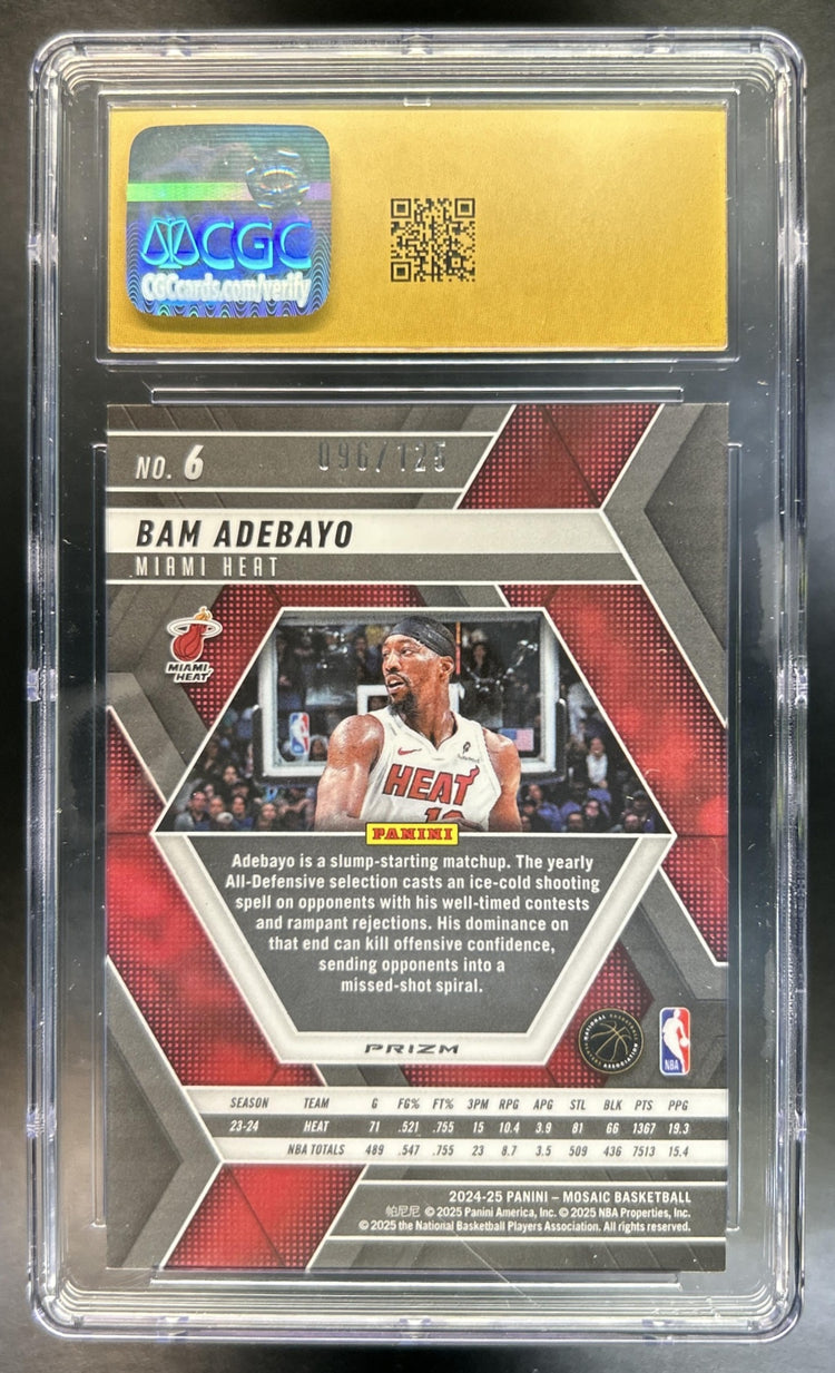 Bam Adebayo 2024-25 Panini Mosaic #6 Genesis Mosaic Heat CGC 10