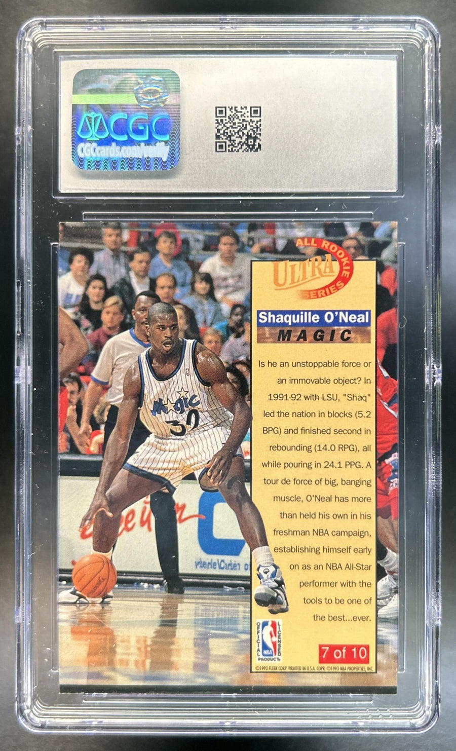 Shaquille O'Neal 1992-93 Fleer Ultra #7 All Rookie Series RC Magic CGC 8