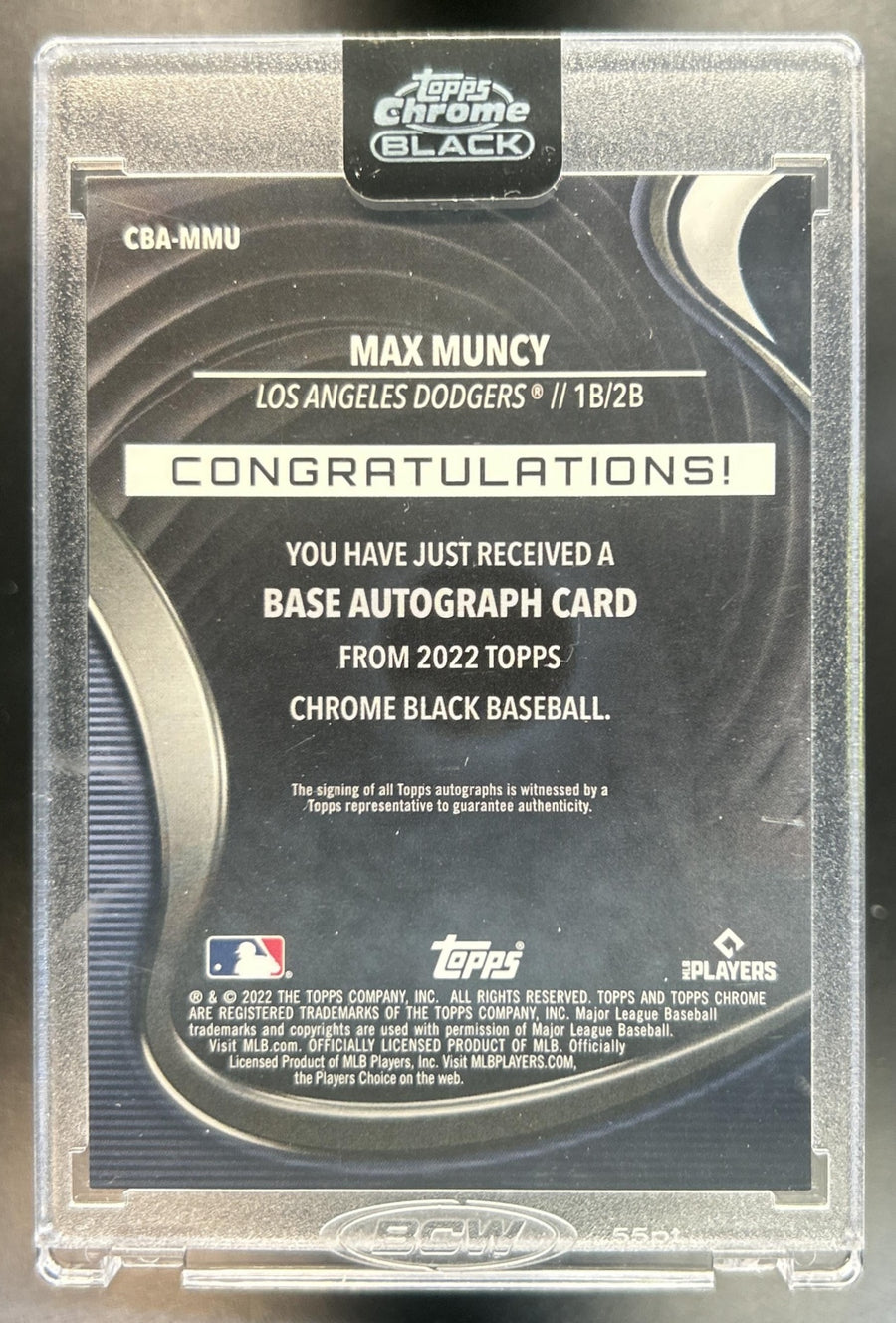 Max Muncy 2022 Topps Chrome Black #CBA-MMU Auto Gold Mini Diamond Refractor 36/50 Dodgers
