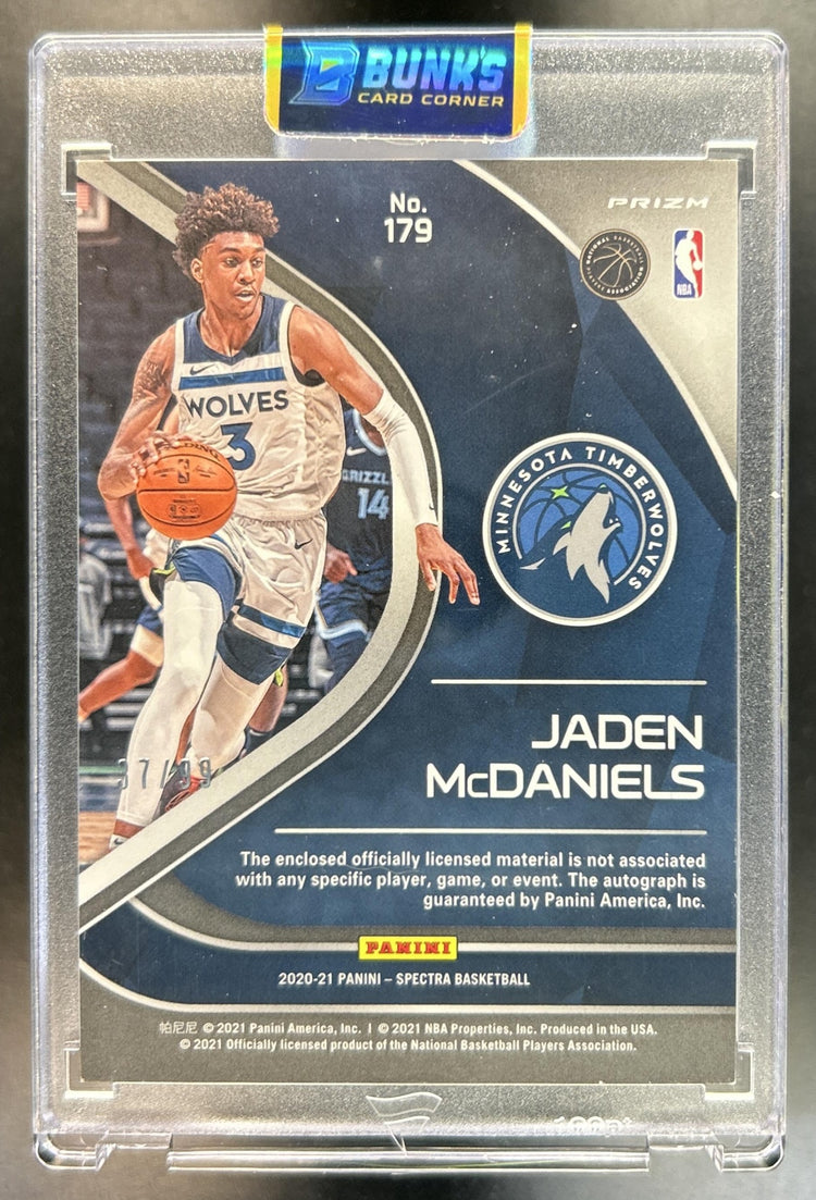 Jaden McDaniels 2020-21 Panini Spectra #179 Celestial 37 Rookie Jersey Auto RC Timberwolves