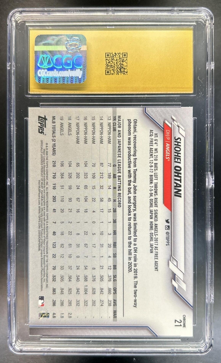 Shohei Ohtani 2020 Topps Chrome #21 Angels CGC Pristine 10