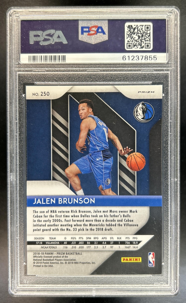 Jalen Brunson 2018-19 Panini Prizm #250 Prizms Silver RC Mavericks PSA 9