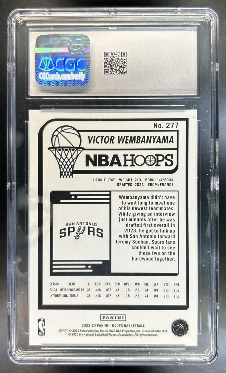 Victor Wembanyama 2023-24 Panini Hoops #277 RC Spurs CGC 10