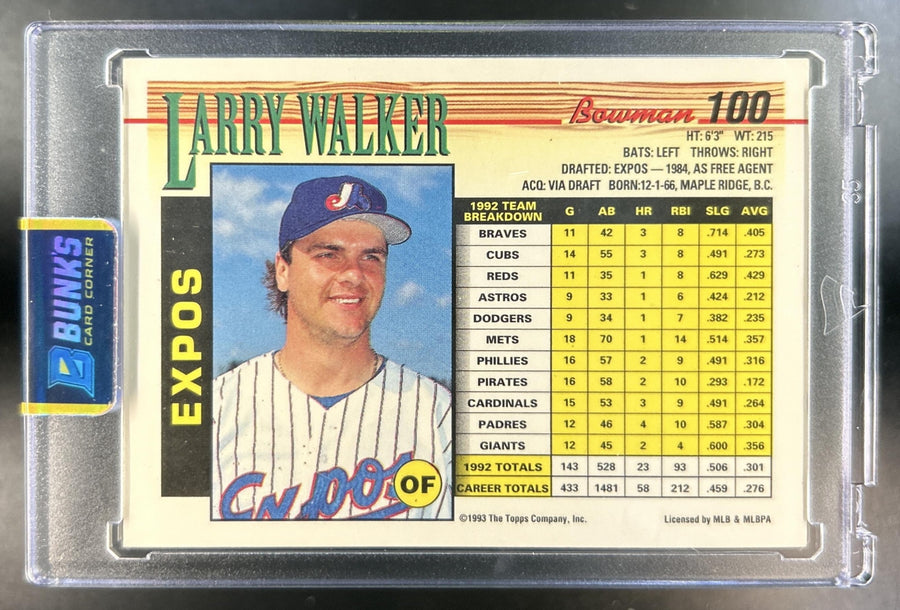 Larry Walker 1993 Bowman #100 Expos