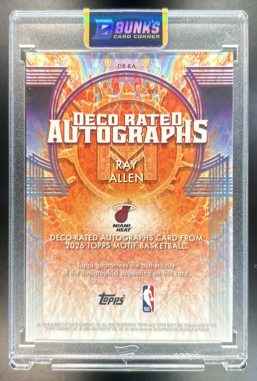 Ray Allen 2025-26 Topps Motif #DR-RA Deco Rated Auto Ultramarine Blue 18/39 Heat