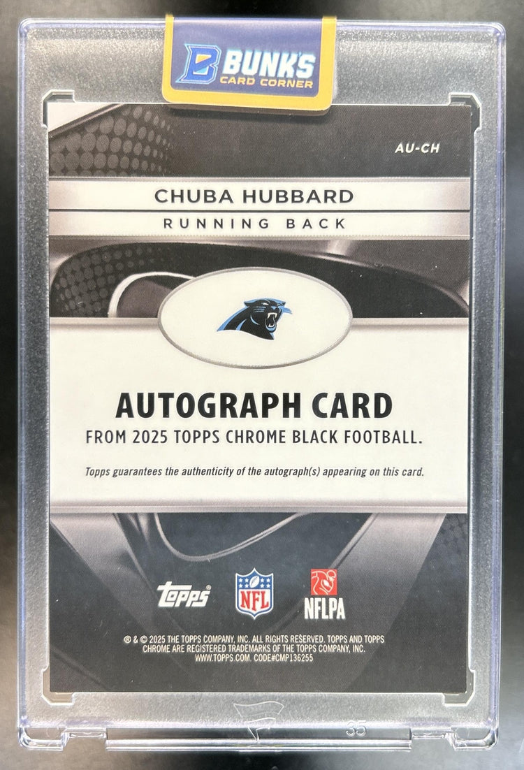 Chuba Hubbard 2025 Topps Chrome Black #AU-CH Auto Green Refractor 38/99 Panthers