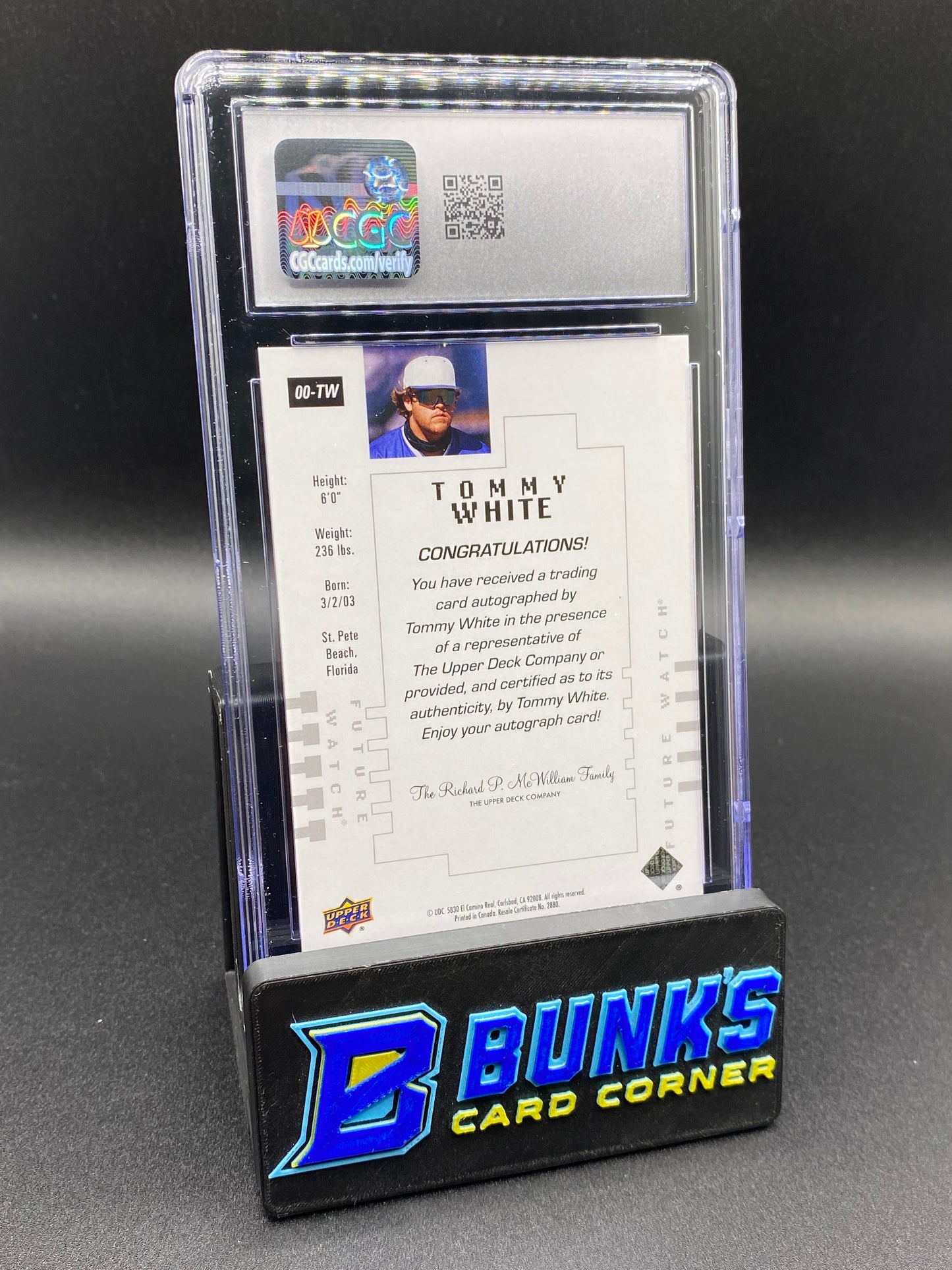2024 Tommy White Future Watch Auto 211/299 CGC Authentic Auto 10