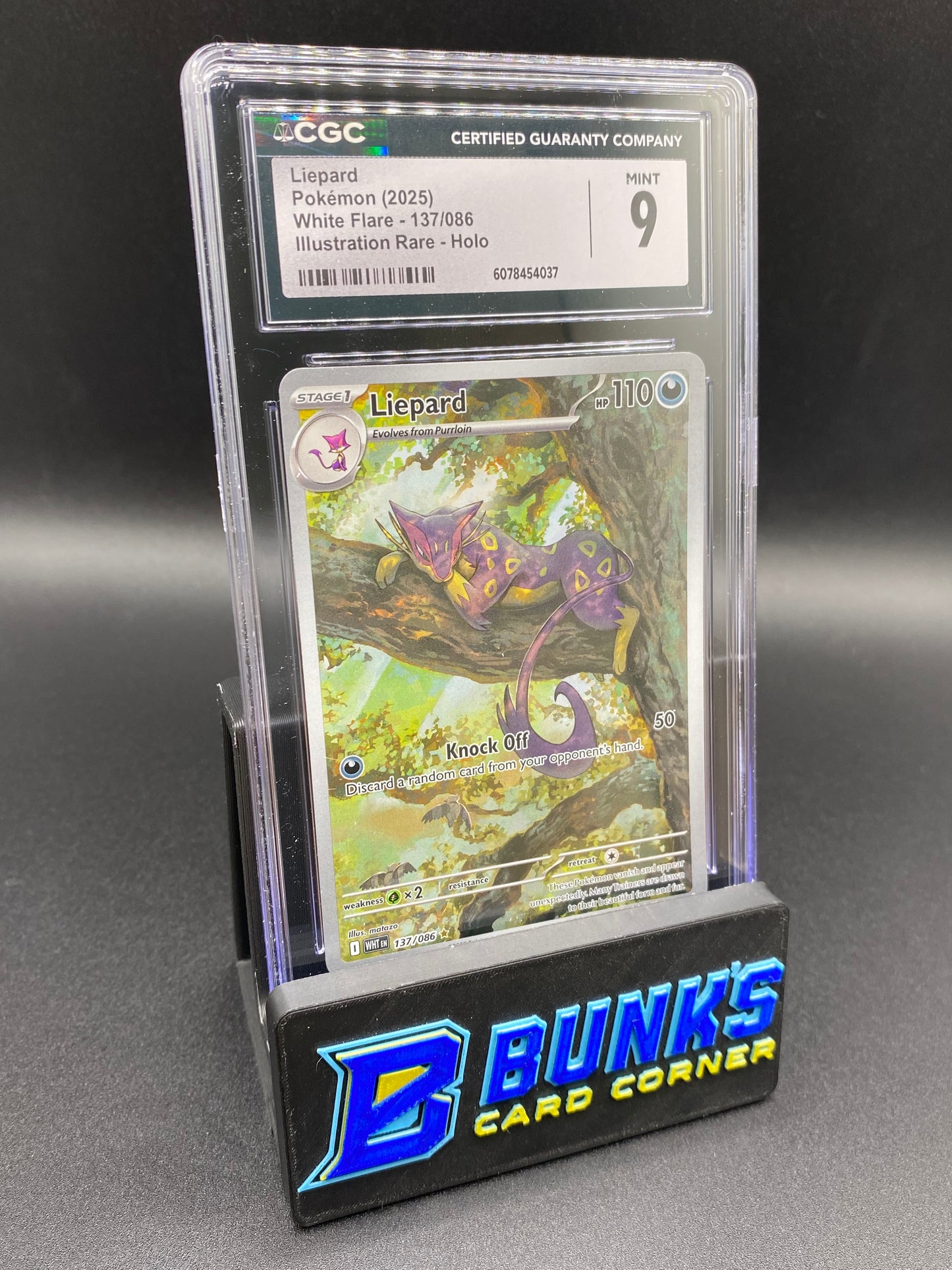 Liepard Illustration Rare White Flare CGC 9