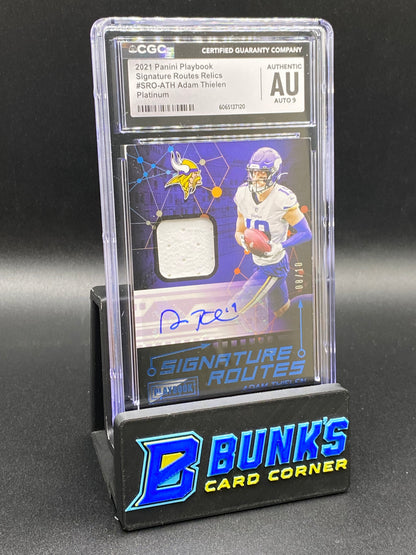 2021 Adam Thielen Platinum Sig 8/10 Patch CGC Auto 9