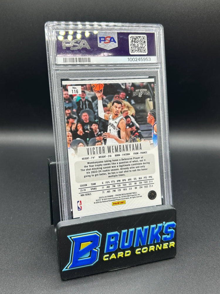 2023 Victor Wembanyama Panini Prizm Deca Base Rc PSA 9