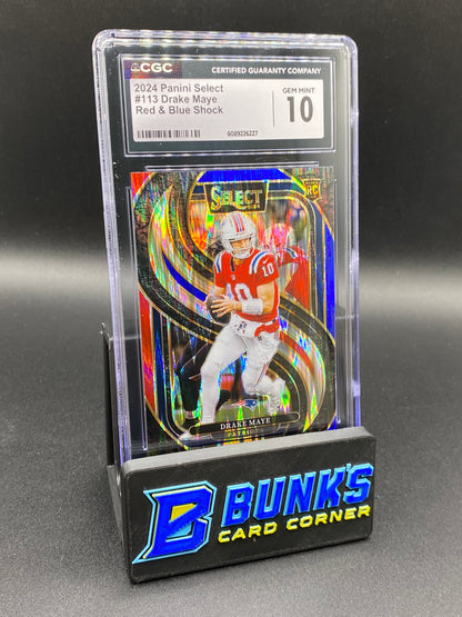 2024 Drake Maye Blue & Red Shock CGC  10