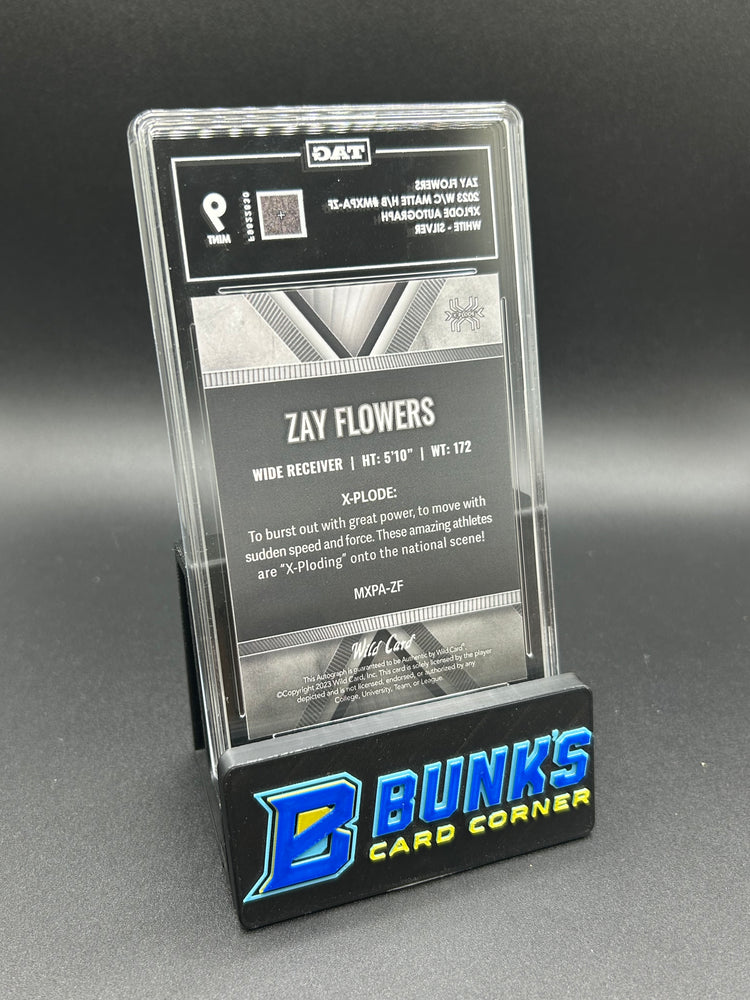 2023 Zay Flowers Wild Card Matte White - Silver Rc On-Card Auto 1/2 TAG 9