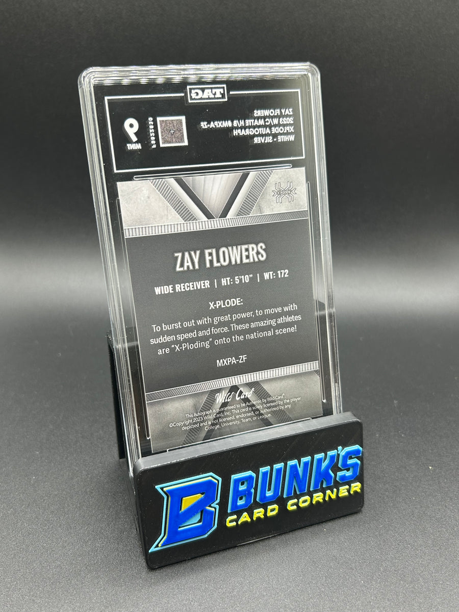2023 Zay Flowers Wild Card Matte White - Silver Rc On-Card Auto 1/2 TAG 9