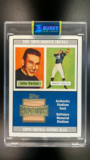 2001 John Unitas Topps Stadium Seat Relic