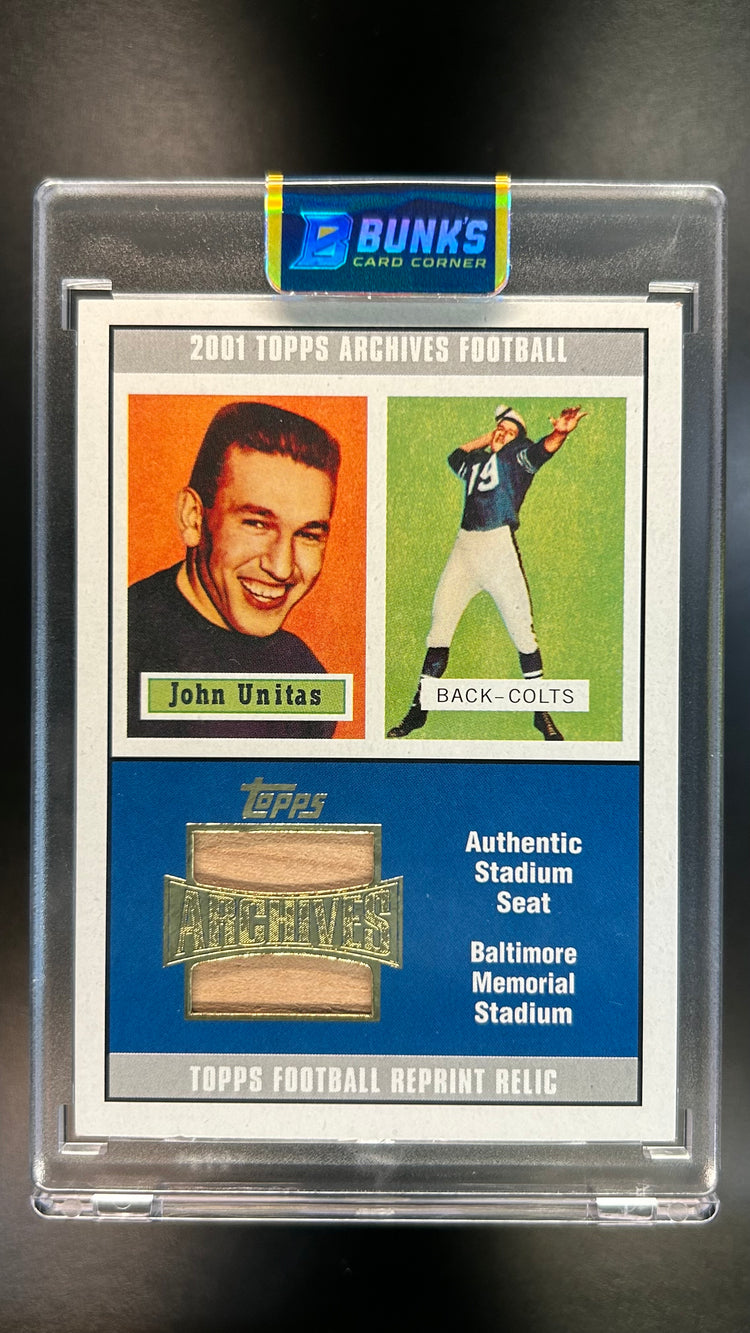 2001 John Unitas Topps Stadium Seat Relic