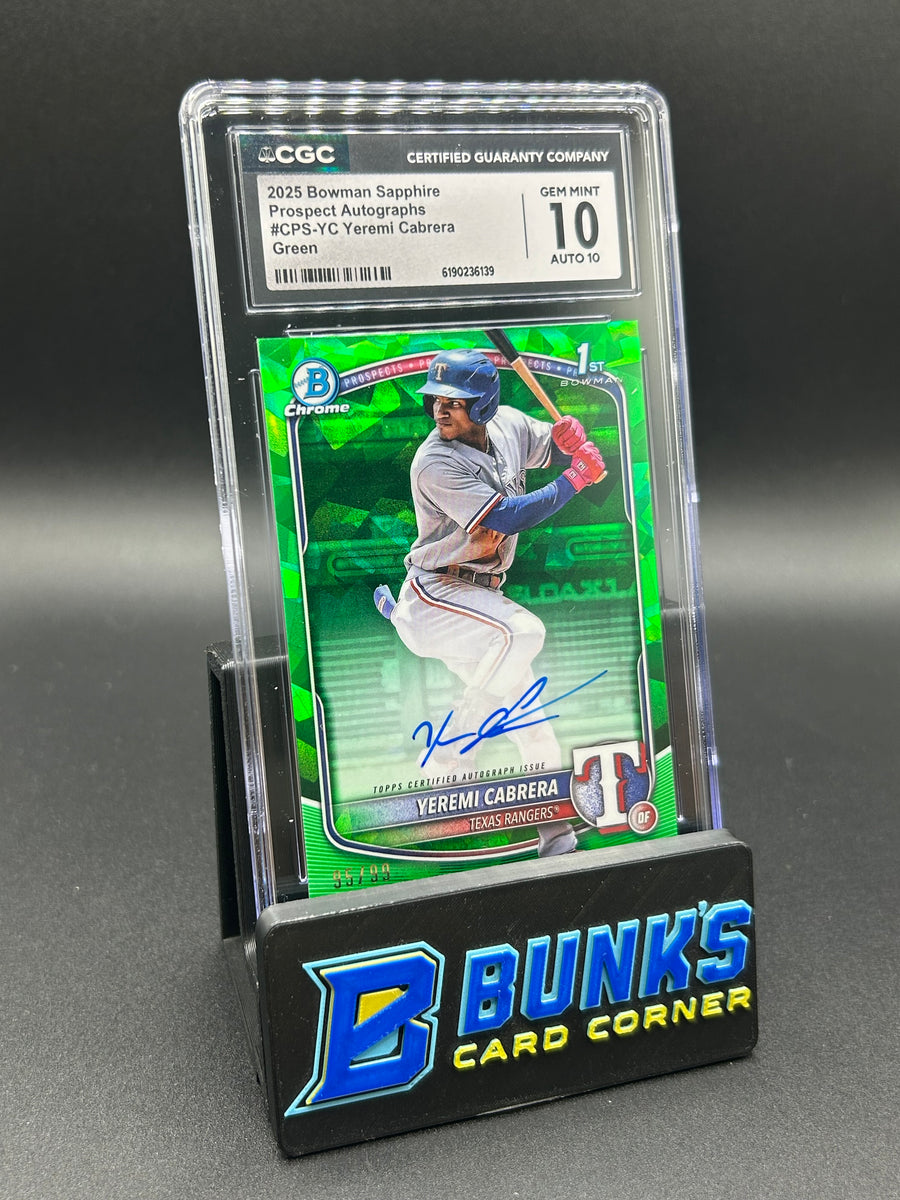 2025 Yeremi Cabrera First Bowman Sapphire Prospect Autographs Green Auto 95/99 CGC 10/10