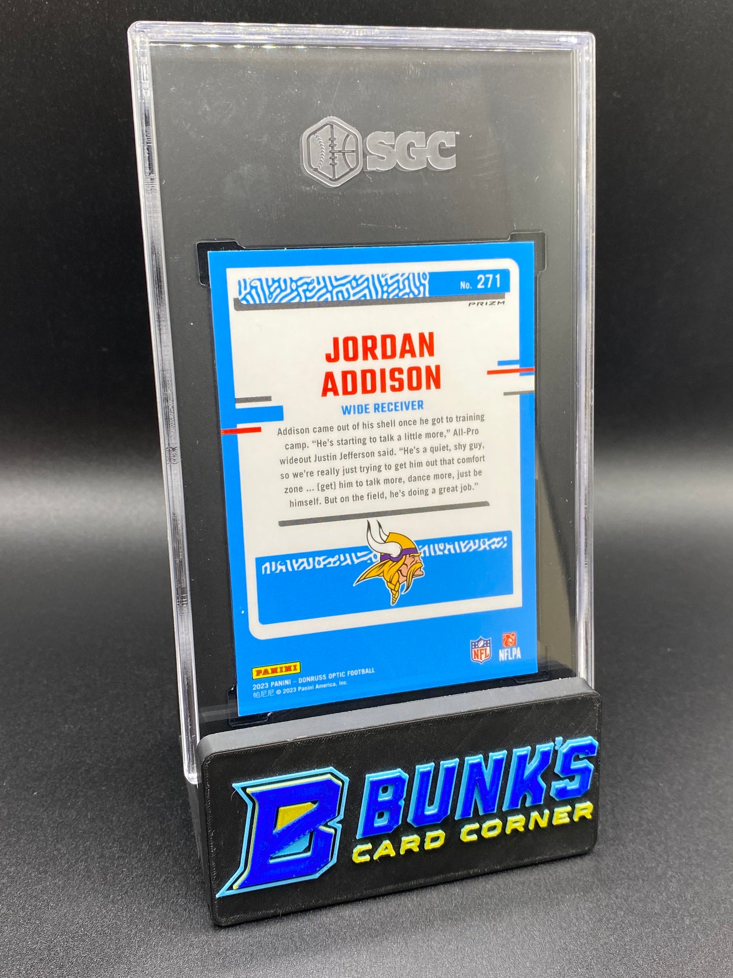 2023 Jordan Addison Blue Glitter Prizm SGC 10