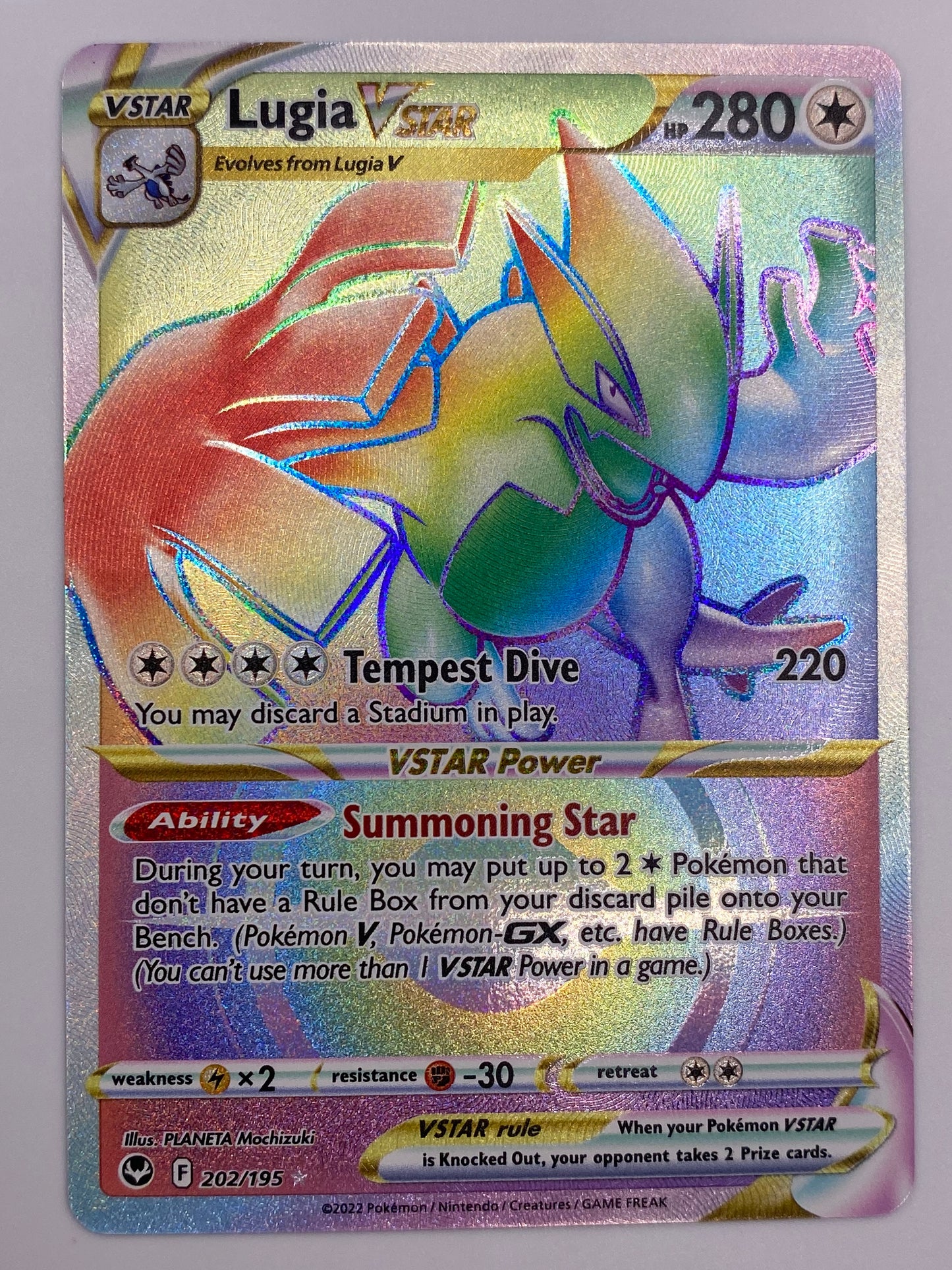 Lugia Vstar Rainbow Rare Silver Tempest NM