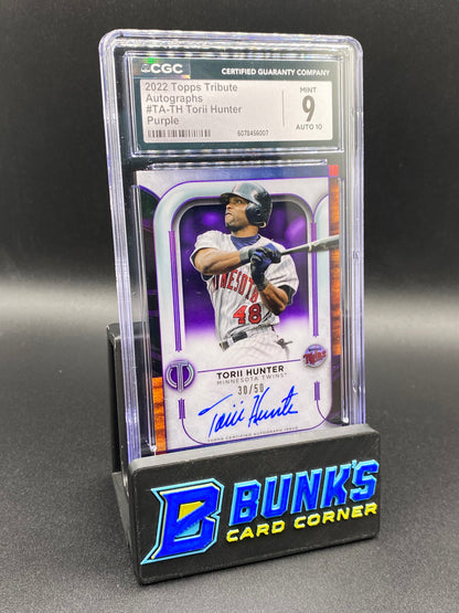 2022 Torii Hunter Purple Auto 30/50 CGC 9/10