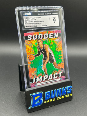 2023-24 Victor Wembanyama Topps Chrome Sudden Impact Green Refractor Rc CGC 9