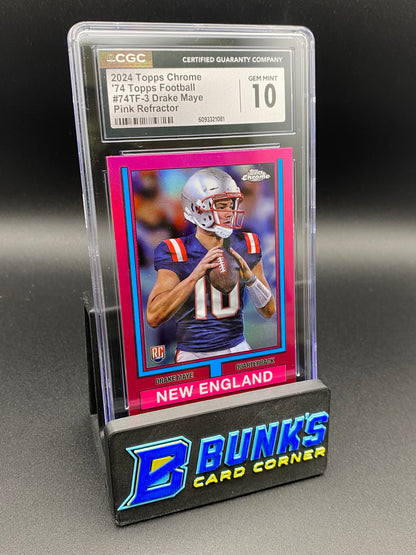 2024 Drake Maye Pink Ref. '74 Topps Football Rc CGC 10